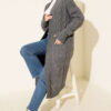 Pocketed Knitted Patterned Long Cardigan Smoke - الصورة 2