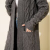 Pocketed Knitted Patterned Long Cardigan Smoke - الصورة 4