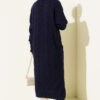 Pocketed Knitted Patterned Long Cardigan Navy Blue - الصورة 3