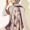 Floral Patterned Bamboo Knit Shawl Dark Brown - Image 2