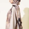 Floral Patterned Bamboo Knit Shawl Dark Brown - Image 3