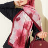 Floral Patterned Bamboo Knit Shawl Burgundy - immagine 2