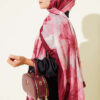 Floral Patterned Bamboo Knit Shawl Burgundy - immagine 3