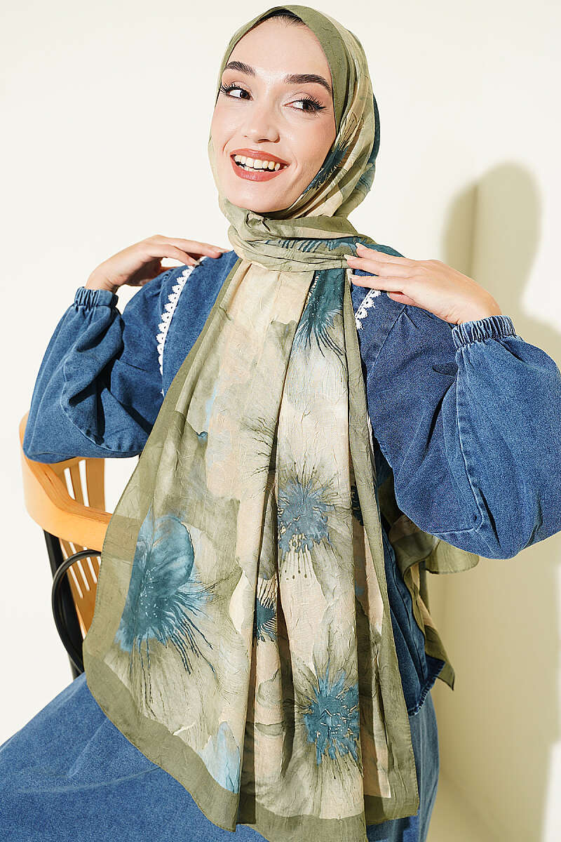 Floral Patterned Bamboo Knit Shawl Hazel