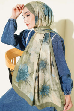 Alternative view of Floral Patterned Bamboo Knit Shawl Hazel
