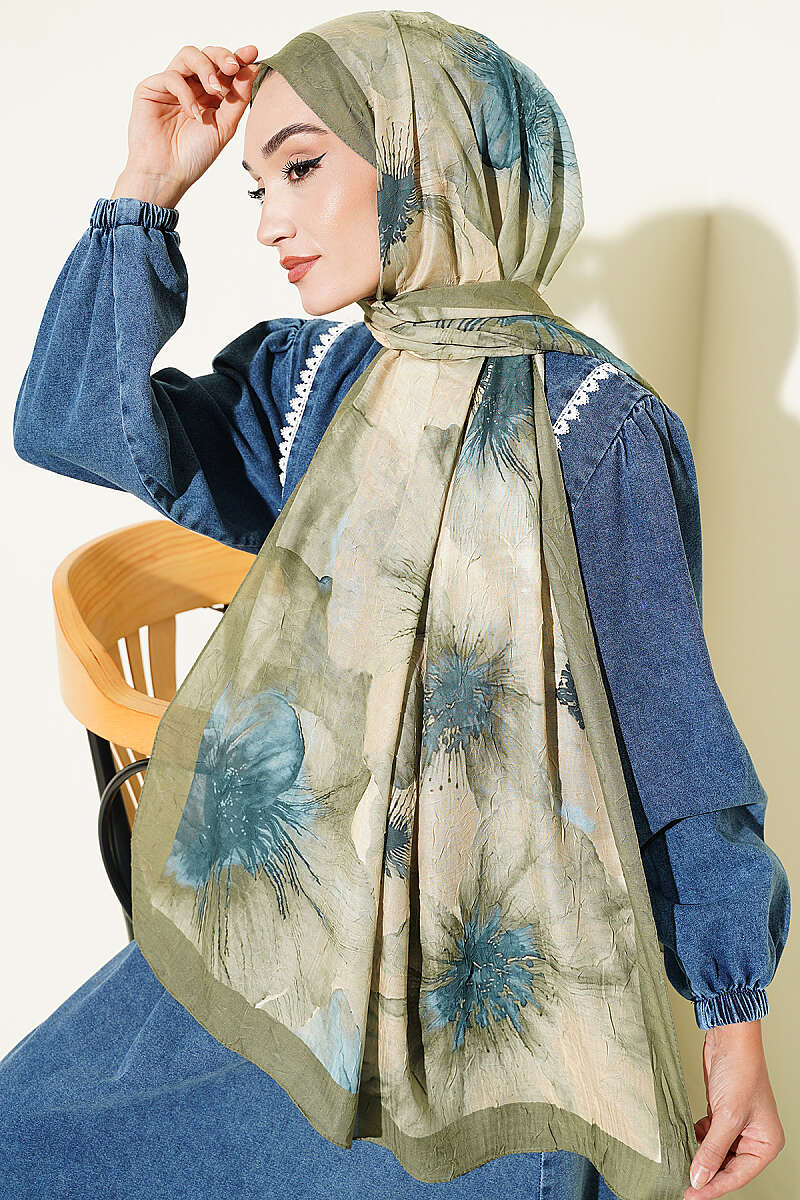 Floral Patterned Bamboo Knit Shawl Hazel - Image 2