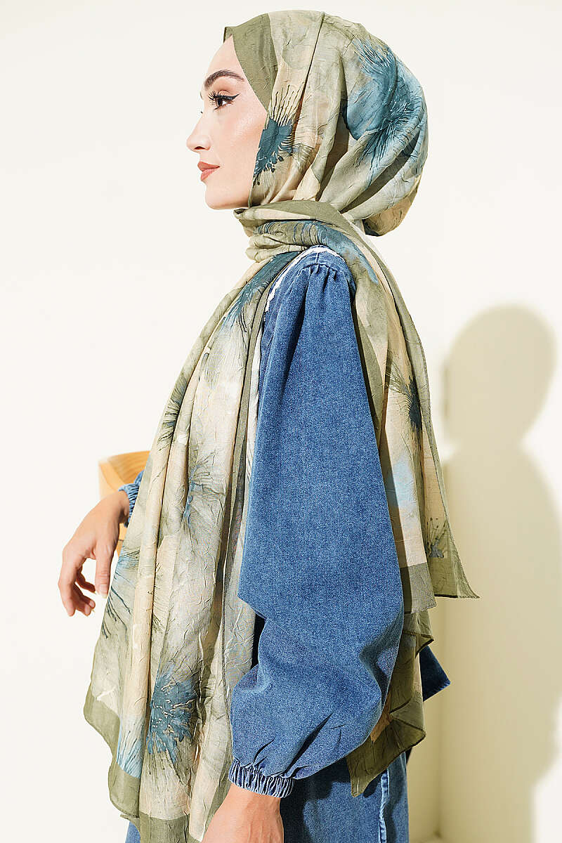 Floral Patterned Bamboo Knit Shawl Hazel - Image 3