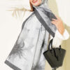 Floral Patterned Bamboo Knit Shawl Smoke - Image 2