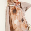 Floral Patterned Bamboo Knit Shawl Sand Beige - Image 2