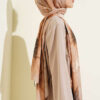 Floral Patterned Bamboo Knit Shawl Sand Beige - Image 3