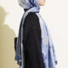Floral Patterned Bamboo Knit Shawl Navy Blue - immagine 3