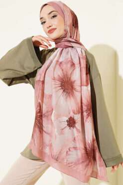 Alternative view of Floral Patterned Bamboo Knit Shawl Onion Skin