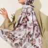 Floral Pattern Detailed Bamboo Crinkle Scarf Grey