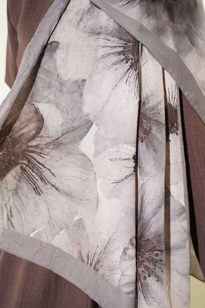 Floral Patterned Bamboo Knit Shawl Mink - Image 4