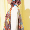 Floral Pattern French Silk Shawl Dark Brown - الصورة 3