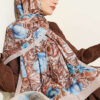 Floral Pattern French Silk Shawl Sand Beige - Image 5