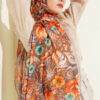 Floral Pattern French Silk Shawl Sand Beige
