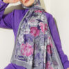 Floral Italian Chiffon Scarf Black - immagine 5