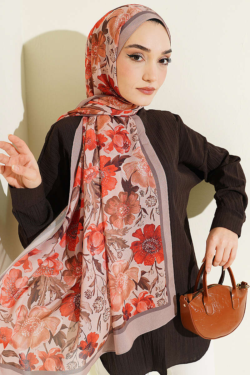 Floral Italian Chiffon Scarf Black - Afbeelding 5