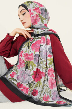 Alternative view of Floral Italian Chiffon Scarf Black