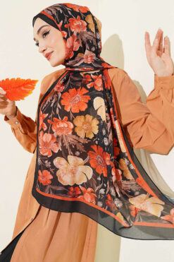 Alternative view of Floral Italian Chiffon Scarf Black