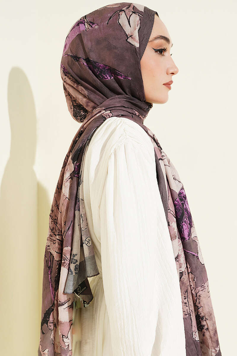 Floral Liva Crush Modal Scarf Mink - immagine 3