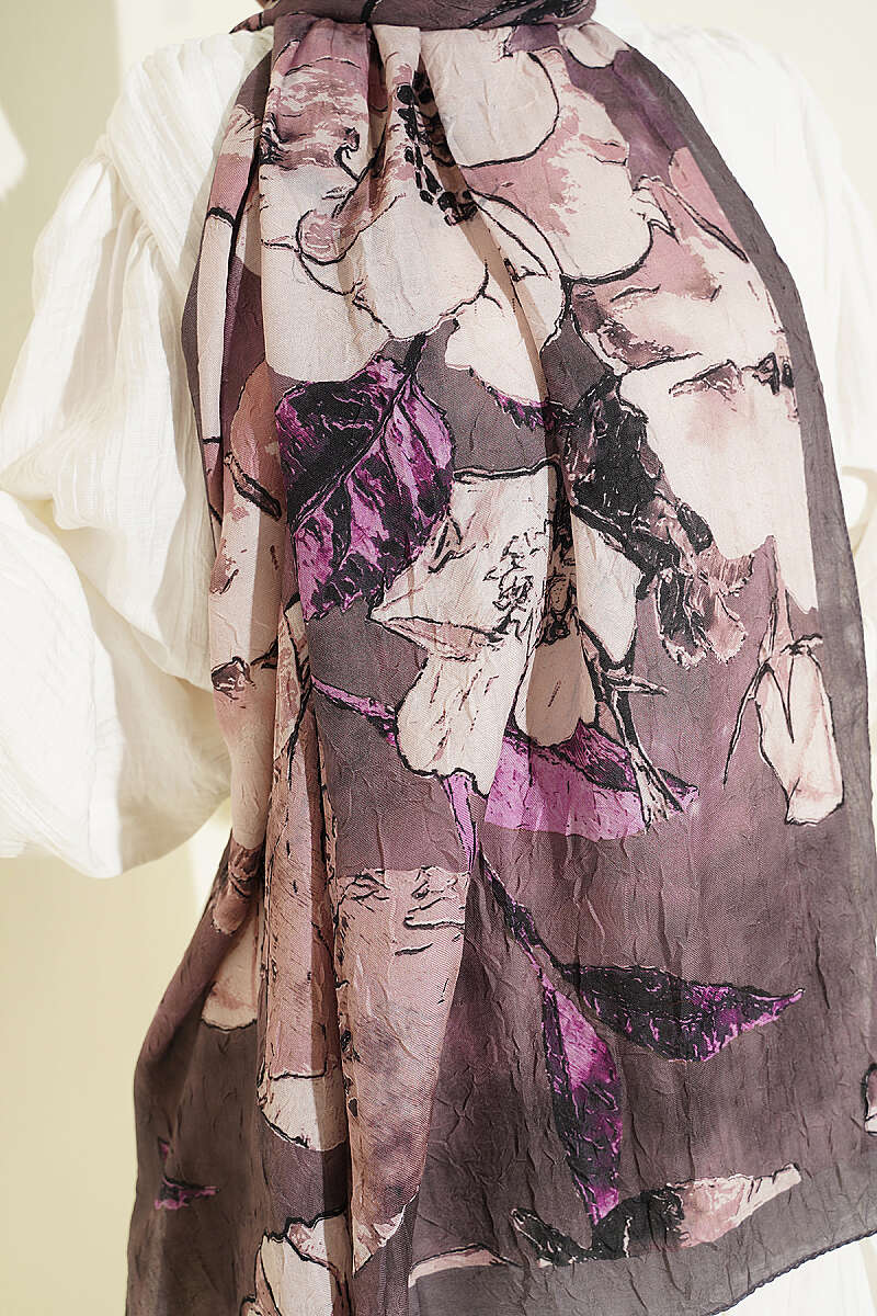 Floral Liva Crush Modal Scarf Mink - immagine 4