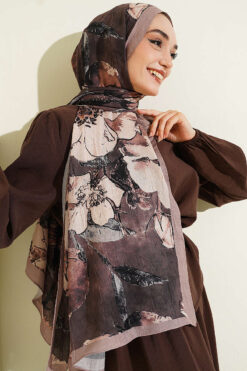Alternative view of Floral Liva Crush Modal Scarf Sand Beige
