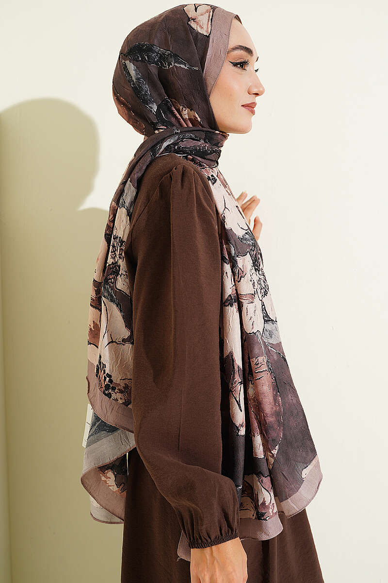 Floral Liva Crush Modal Scarf Sand Beige - Imagen 3
