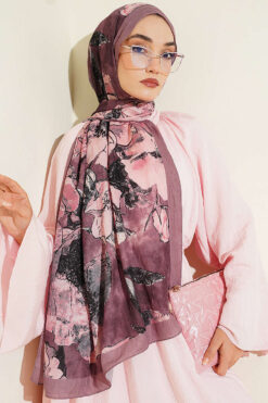 Floral Liva Crush Modal Scarf Brown