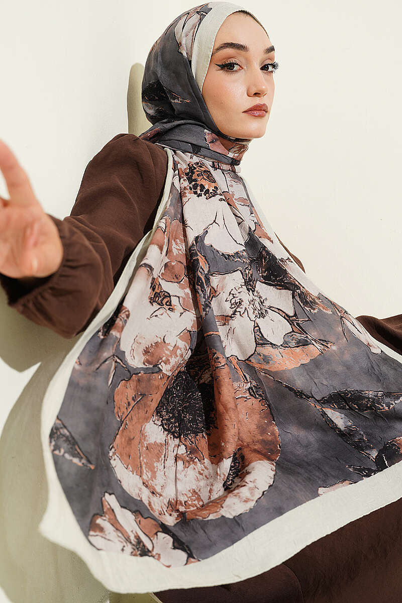 Floral Liva Crush Modal Scarf Aqua Green