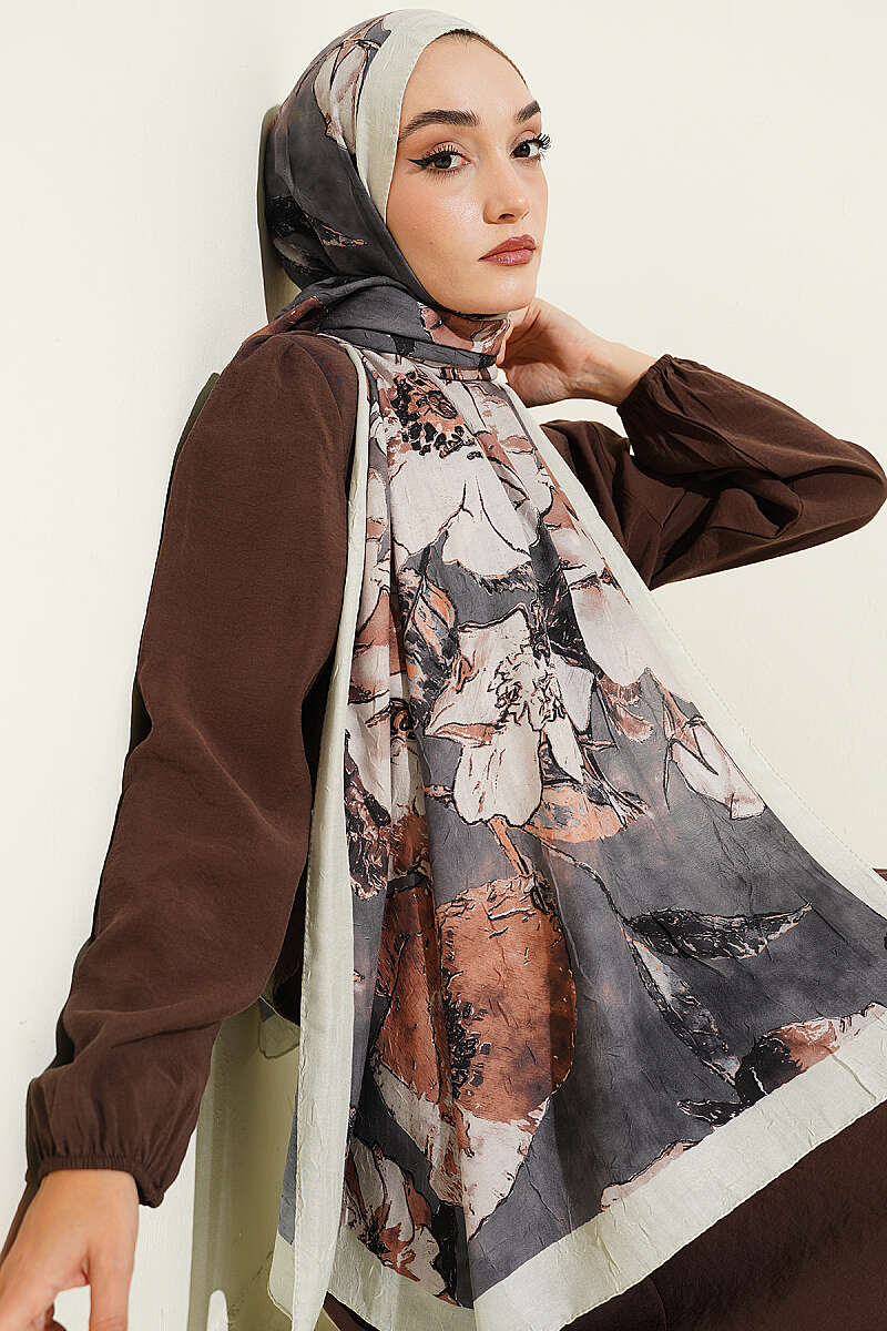 Floral Liva Crush Modal Scarf Aqua Green - Image 2