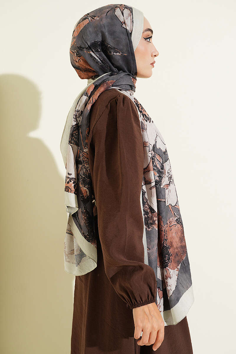 Floral Liva Crush Modal Scarf Aqua Green - Image 3
