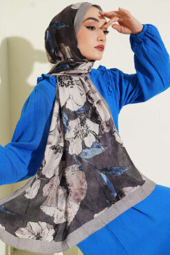 Alternative view of Floral Liva Crush Modal Scarf Grey