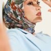 Floral Patterned Soft Scarf Sand Beige