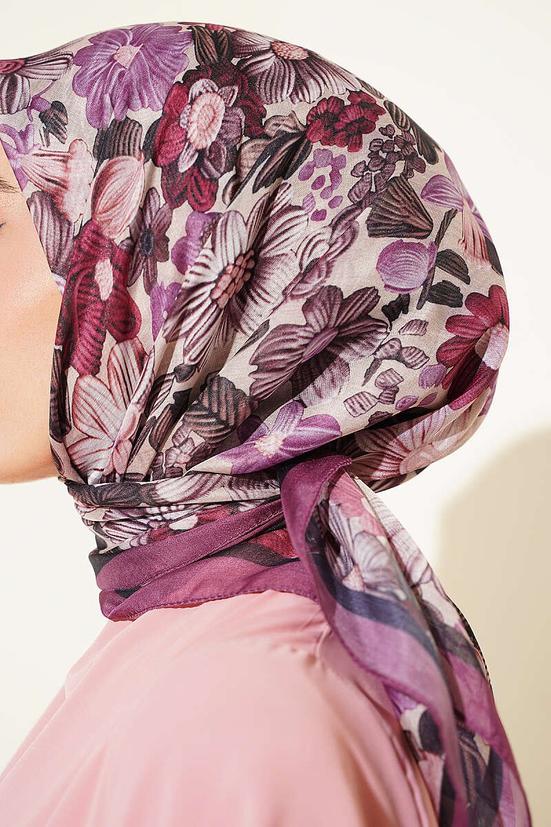 Floral Patterned Soft Scarf Magenta - Image 4