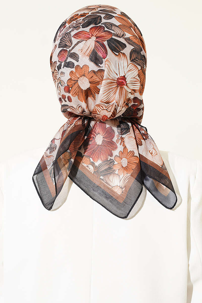 Floral Patterned Soft Scarf Black - Imagen 3