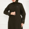 Floral Detail Lace Modest Abaya Khaki - immagine 2