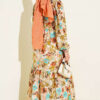 Floral Detail Linen Dress Beige - Image 3