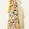 Floral Detail Linen Dress Mustard - الصورة 3