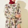Floral Detail Linen Dress Plum – Bild 2