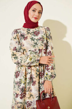 Alternative view of Floral Detail Linen Dress Plum