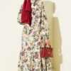 Floral Detail Linen Dress Plum – Bild 3