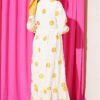 Striped Patterned Tiered Dress Mustard – Image 3