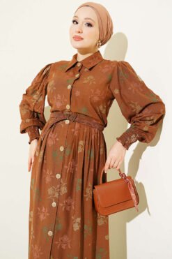 Alternative view of Button-Down Smocked Dress Tan