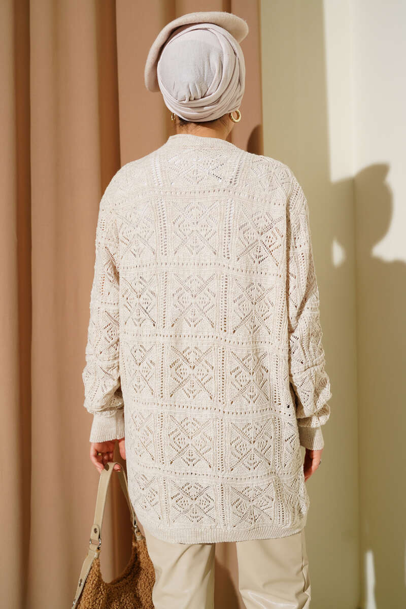Floral Embroidered Knit Cardigan Stone - Imagen 3
