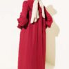 Floral Embroidered Yoke Dress Burgundy - Image 3