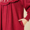 Floral Embroidered Yoke Dress Burgundy - Image 4