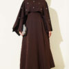 Embellished Evening Gown with Floral Decorations and Bolero Brown