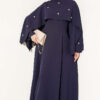 Embellished Evening Gown with Floral Decorations and Bolero Navy Blue